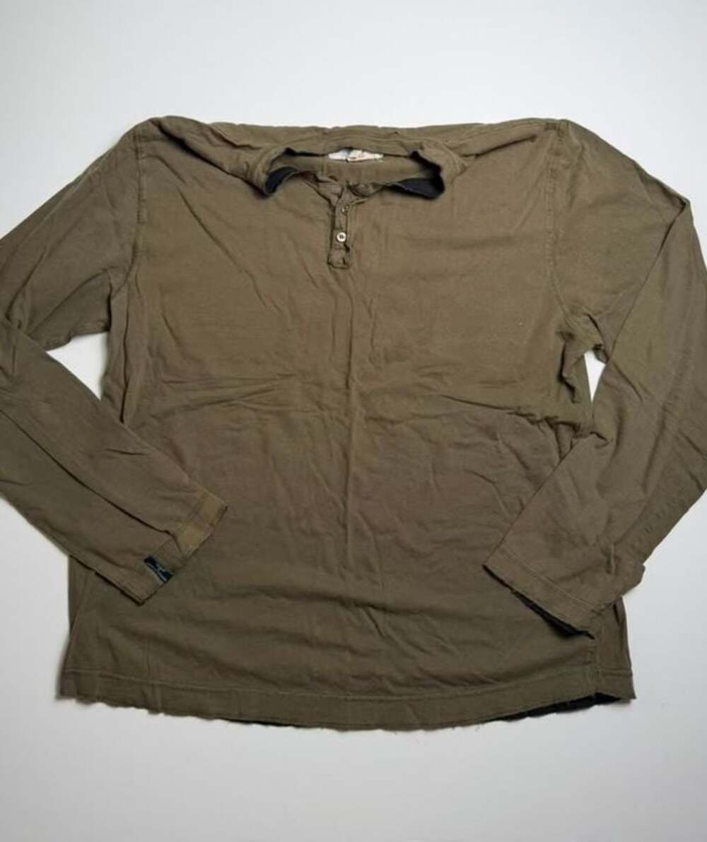 American Exchange Vintage Cotton Long Sleeve Army Olive Green Henley Shirt